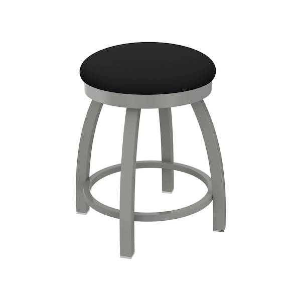 18" Swivel Vanity Stool, Nickel Finish, Black Vinyl Seat